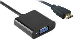 Перехідник моніторний Lucom HDMI-VGA HD15 (VGA-екран) Pas 1080p 0.25m D=5.5mm Gold чорний (78.01.9003)