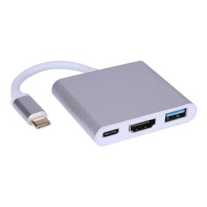 Перехідник RIAS USB type-C - HDMI / USB 3.0 / USB type-C 3в1 silver (3_01072)