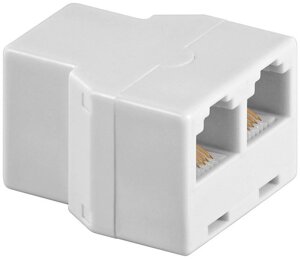 Перехідник телефонний Goobay RJ12 1x2 F/F Splitter ISDN T-form 6P6C Gold Білий (75.09.3053)