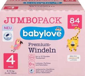 Підгузки Babylove Premium Jumbo Pack 4 Maxi (8-14 кг) 84 шт