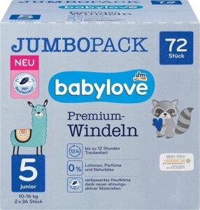 Підгузки Babylove Premium Jumbo Pack 5 Junior (10-16 кг) 72 шт