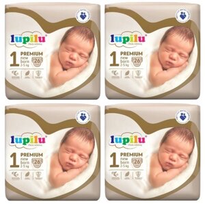 Підгузки Lupilu Premium New born Розмір 1 Вага 2-5 кг 104 шт (4 упаковки)