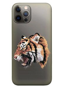 Прозорий силіконовий чохол iSwag для Apple iPhone 12 Pro з малюнком - Тигр (KS7088)