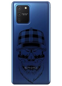 Прозорий силіконовий чохол iSwag для Samsung Galaxy S10 Lite з малюнком - Бородатий череп (KS3476)