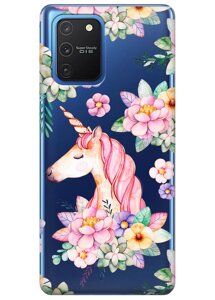 Прозорий силіконовий чохол iSwag для Samsung Galaxy S10 Lite з малюнком - Єдиноріг в кольорах (KS3445)