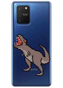 Прозорий силіконовий чохол iSwag для Samsung Galaxy S10 Lite з малюнком - Піксельський динозавр (KS3475)