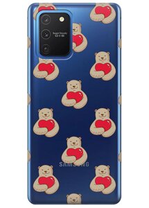 Прозорий силіконовий чохол iSwag для Samsung Galaxy S10 Lite з малюнком - Закохані ведмеді (KS3473)