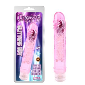 Рожевий вібратор Crystal Jelly Glitters Boy Chisa