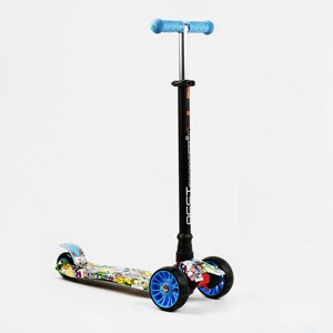 Самокат Best Scooter MAXI S 4 колеса PU СВІТЛО Graffiti 60 кг Різнокольоровий (111816)