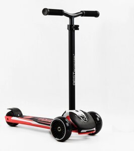 Самокат Best Scooter MAXI знімний алюмінієвий кермо колеса PU зі світлом 70 кг Black and pink (105877)