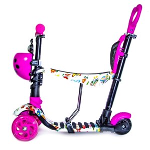 Самокат дитячий Scooter Сонечко 5 in 1 Butterfly Рожевий (959350826)