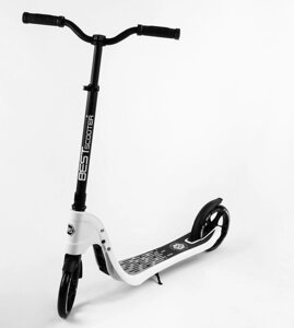 Самокат двоколісний Best Scooter складаний PU колеса широкий велосипедний кермо 100 кг Black/White (105380)