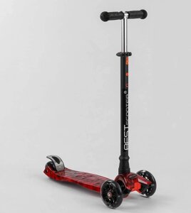 Самокат MAXI "Best Scooter" 4 колеса PU, СВІТЛО, трубка керма алюмінієва Black/Red (102018)