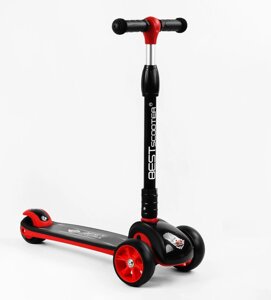 Самокат триколісний Best Scooter складаний колеса PU зі світлом 60 кг Black and red (105386)