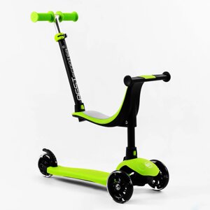 Самокат-велобег Best Scooter 3 в 1 колеса PU зі світлом сидіння батьківська ручка 50 кг Green (106696)