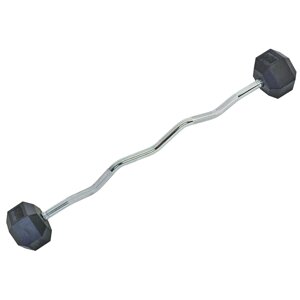 Штанга фіксована вигнута гумова planeta-sport Rubber Hexagon Barbell 25кг TA-6231-25 l-95см