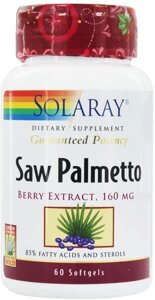 З пальметто екстракт ягід Saw Palmetto Solaray 160 мг 60 гелевих капсул