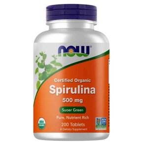 Спіруліна NOW Foods Spirulina Certified Organic 500 mg 200 Tabs