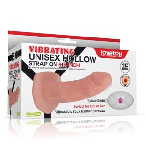 Страпон свібрацією та пультом управління Lovetoy Vibrating Unisex Hollow Strap On