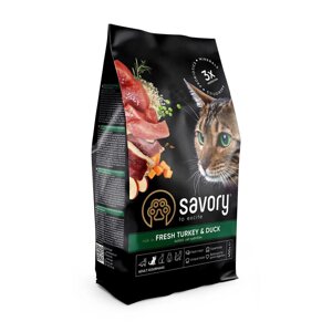 Сухий корм для примхливих кішок зі смаком качки та індички Savory 400 г (30044)