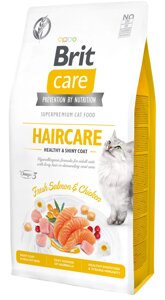 Сухий корм для кішок вимагають догляду за шкірою і шерстю Brit Care Cat GF Haircare Healthy & Shiny Coat з лососем і