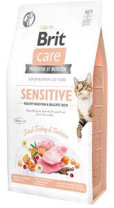 Сухий корм для вибагливих кішок Brit Care Cat GF Sensitive Digestion & Delicate Taste з індичкою і лососем 7 кг