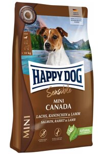 Сухий корм для собак дрібних порід Happy Dog Sensible Mini Canada з лососем кроликом та ягням 800 г (61240)