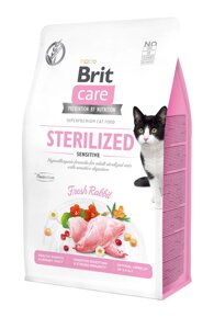 Сухий корм для стерилізованих котів із чутливим травленням Brit Care Cat GF Sterilized Sensitive із кроликом 0.4