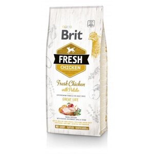 Сухий корм для дорослих собак Brit Fresh Great Life з куркою і картоплею 12 кг (8595602530731)