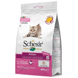 Сухий монопротеїновий корм для кошенят Schesir Cat Kitten із куркою 400 г (8005852760012)