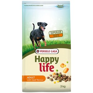 Сухий преміум корм для собак усіх порід Happy Life Adult with Beef flavouring 3 кг (5410340311035)