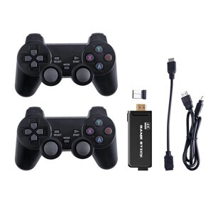 Телевізійна ігрова приставка Gen Game Mini Stick 4k HDMI з двома бездротовими геймпадамі 2.4G з вбудованими іграми