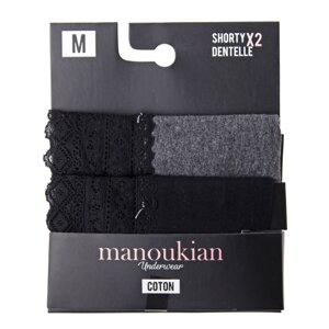 Трусики-шорти Manoukian Shorty-X2 -Femme 2-pack M black/gray 12890483-3