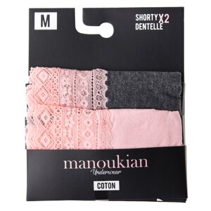 Трусики-шорти Manoukian Shorty-X2 -Femme 2-pack M dark gray/pink 12890483-2