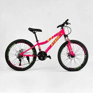 Велосипед спортивний 24" Corso STARK 12" 21 швидкість SAIGUAN Pink (137740)