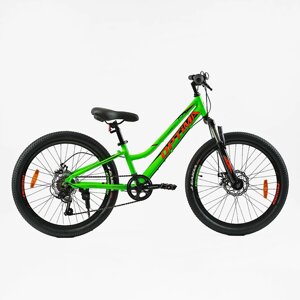 Велосипед Спортивний Corso OPTIMA 24" 7 швидкості 11" Shimano RevoShift Green (148321)