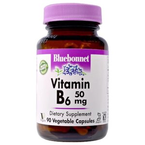 Вітамін B6 50 мг Vitamin B6 Bluebonnet Nutrition 90 вегетаріанські капсули