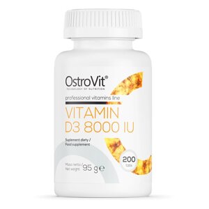 Вітамін D для спорту OstroVit Vitamin D3 8000 IU 200 Tabs