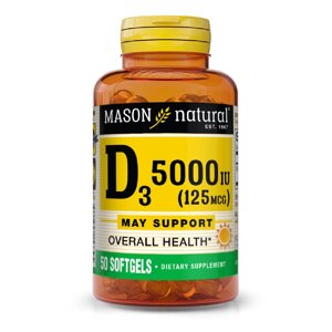 Вітамін D3 5000 МЕ Mason Natural 50 гелевих капсул