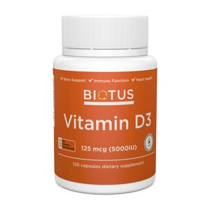 Вітамін Д3 Vitamin D3 Biotus 5000 МО 120 капсул