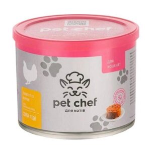 Вологий корм для кошенят Pet Chef м'ясний паштет 200 г із куркою (4820255190075)