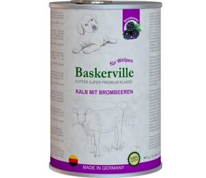 Вологий корм для собак Baskerville Super Premium Kalb Mit Brombeeren Телятина та ожина 800 г (4250231541919)