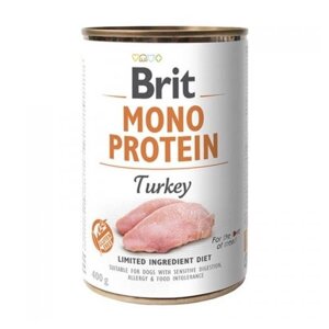 Вологий корм для собак Brit Mono Protein з індичкою 400 г (8595602529780)