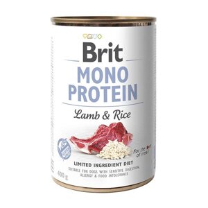 Вологий корм для собак Brit Mono Protein з ягням та рисом 400 г (8595602529728)