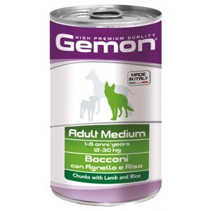 Вологий корм для собак середніх порід Gemon Dog Adult Medium шматочки з ягням та рисом 1250 гр