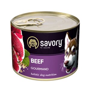 Вологий корм для дорослих собак Savory з яловичиною 200 г (4820232630426)