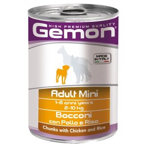 Вологий корм Gemon Dog Adult Mini шматочки з куркою та індичкою для собак міні порід 415 г