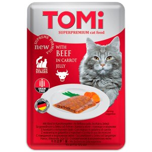 Вологий корм консерви для котів TOMi BEEF in carrot jelly яловичина у морквяному желе 100 г (4003024490860)