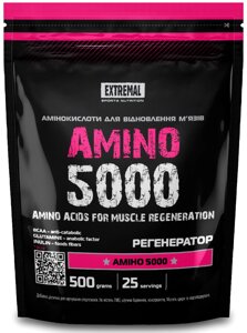 ВСАА амінокислоти 2/1/1 + Глютамін 500 г вишня Extremal Amino 5000 BCAA з глютаміном для коктейлів