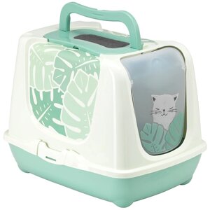 Закритий туалет для котів c вугільним фільтром і совком Moderna Trendy Cat Eden 49,97х39,08х38,91 см Зелений